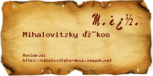 Mihalovitzky Ákos névjegykártya